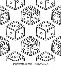 hand drawn dice seamless pattern on white background