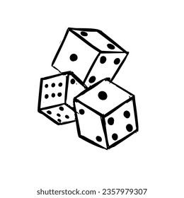 Hand Drawn Dices Sketch,Vector Illustration