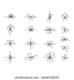 Dibujado a mano Diferentes Cinta de Regalo Set Diseño de Vector.