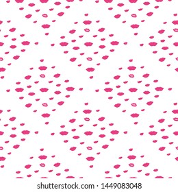 Hand drawn 
different kinds of lips illustration diamond  seamless pattern. Isolated.