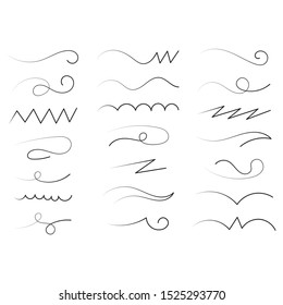 hand drawn different line shapes. free line set