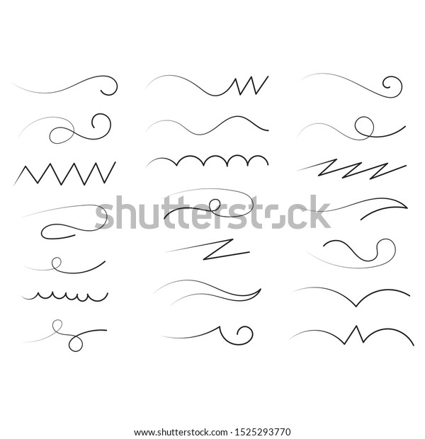 hand drawn
different line shapes. free line
set