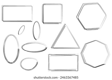 Hand drawn different shapes and line art. Doodles for artwork.