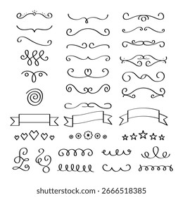 Hand Drawn Different Sketch Set Vector Design.
