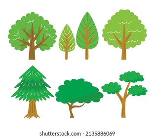 Hand drawn different types of tree collection set vector
