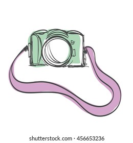 hand drawn digital camera illustration 