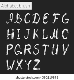 Hand drawn digital isolated alphabet for DIY projects and design. Brush script. Ink alphabet.