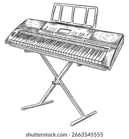 Hand Drawn Digital Keyboard Sketch Illustration