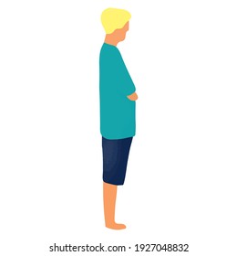 Hand drawn digital vector illustration of man in t-shirt and shorts simple design