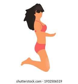Hand drawn digital vector illustration of girl in a swimsuit in a jump simple design