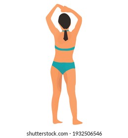 Handgezeichnete digitale Vektorgrafik von Mädchen in einem Badeanzug auf dem Strand einfaches Design