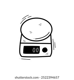 Hand Drawn Digital Weighing Scale Illustration. Doodle Vector. Isolated on White Background - EPS 10 Vector