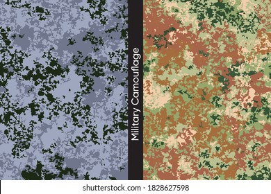 hand drawn digitaly millitary army camo pattern combo edition colorful in many unique color  Vector