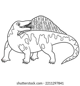 hand drawn of Dimetrodon line art 