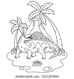 hand drawn of Dimetrodon line art 