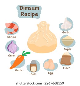 concepto de receta de dimsum dibujado a mano