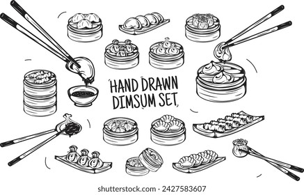 Hand Drawn Dimsum Illustration Set