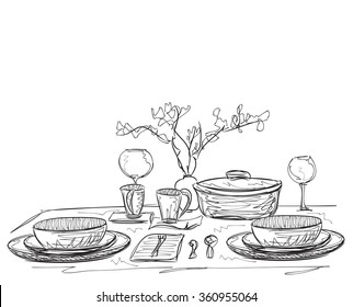 Hand Drawn dinner dishware