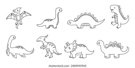 colección de doodle de dinosaurio dibujada a mano