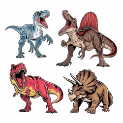 Hand Drawn Dinosaur Illustrations set