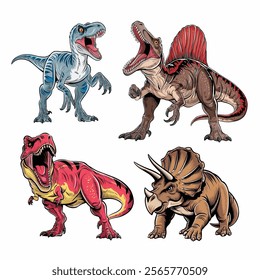 Hand Drawn Dinosaur Illustrations set