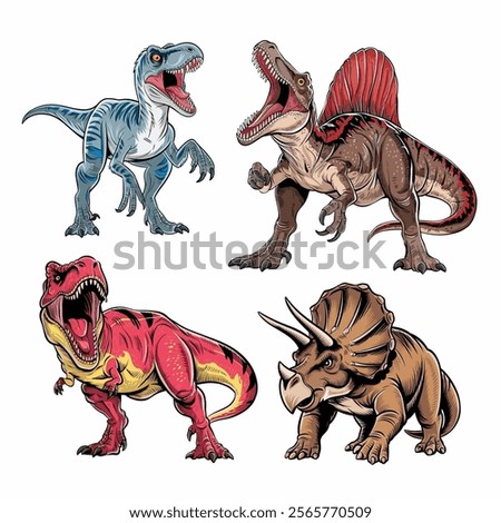 Hand Drawn Dinosaur Illustrations set