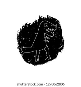 Hand drawn dinosaur. Jurassic reptile concept. Sketch Tyrannosaurus Rex doodle character. Isolated cute dino for textile, t-shirts, kids game. Vector illustration