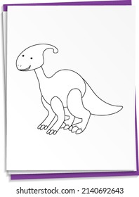 Hand drawn dinosaur on paper  illustration