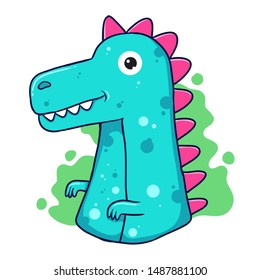 hand drawn dinosaur vector illustration. cute dinosaur vector illustration.