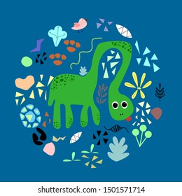 Hand drawn dinosaur vector illustration for print, decor.