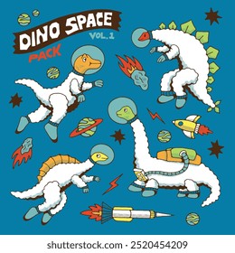 Pacote de Ilustração de Espaço Exterior de Dinossauros Desenhados à Mão por Sansroom