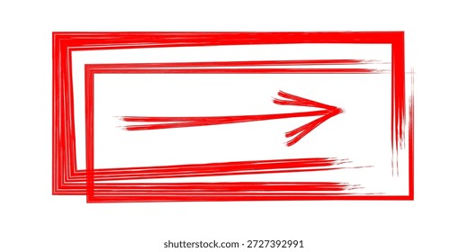Handgezeichnetes Richtungspfeilzeichen mit strukturiertem Rechteck Rand moderne Vektorgrafik