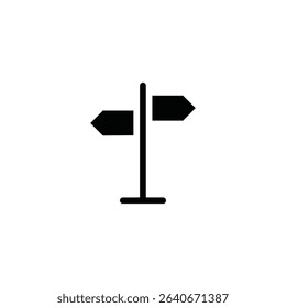 Hand Drawn Direction Sign Silhouette Vector Illustration Isolated on White Background.