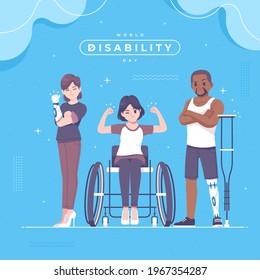 hand drawn disability day illustration background