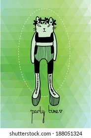 hand drawn disco cat