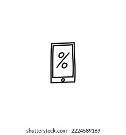 Icono de descuento dibujado a mano, icono de doodle simple