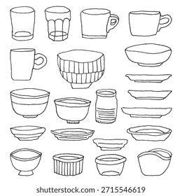 Conjunto de ilustración de plato dibujado a mano