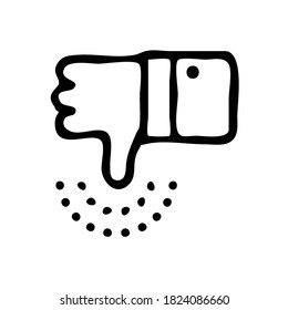 Icono de "No me gusta" dibujado a mano. Estilo de icono de Ecommerce. Ilustración vectorial Eps 10.