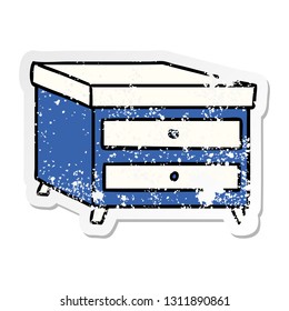 hand drawn distressed sticker cartoon doodle of a bedside table