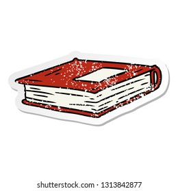 hand drawn distressed sticker cartoon doodle of a red journal