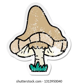hand drawn distressed sticker cartoon doodle of a single mushroom