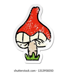 hand drawn distressed sticker cartoon doodle of a single mushroom