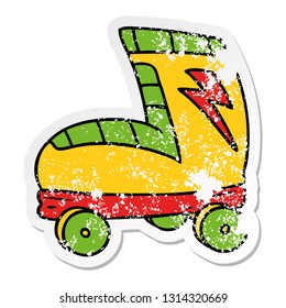 hand drawn distressed sticker cartoon doodle roller skate boot