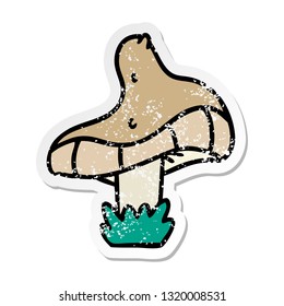 hand drawn distressed sticker cartoon doodle of a single mushroom