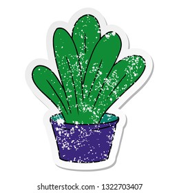 desenho à mão afligido adesivo desenho animado doodle de uma planta interior verde