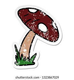 hand drawn distressed sticker cartoon doodle of a toad stool