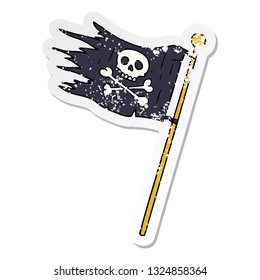 hand drawn distressed sticker cartoon doodle of a pirates flag