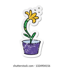 hand drawn distressed sticker cartoon doodle of a house plant