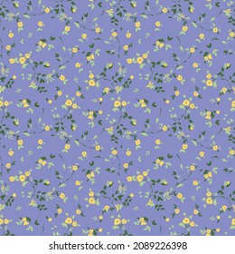 Hand drawn ditsy floral pattern, vector.