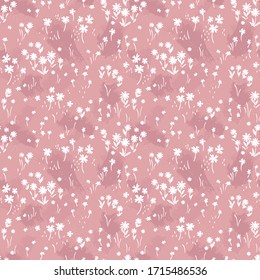 Hand drawn ditsy flower field seamless pattern, cute floral background, great for textiles, banners, wallpapers - vector design